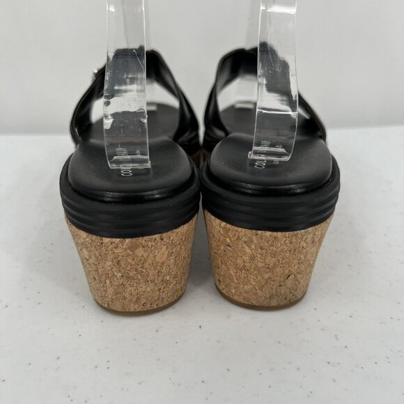 Cole Haan Women's Black Leather Cork Wedge Sandals Size 9.5B - Picture 5 of 11